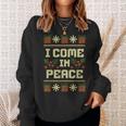 I Come In Peace Merry Christmas Xmas Couples Matching Ugly Sweatshirt Gifts for Her