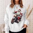 Santa Riding Motorcycle Bike Christmas Biker Xmas Sweatshirt Gifts for Her