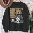 Damen Das Ist Was Ich Mache Ich Lese Bücher Ich Streichle Katzen Und Ich Weiß Dinge Mit-Ausschnitt Sweatshirt Geschenke für alte Frauen