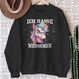 Unicorn Meme Based Ich Hasse Menschen Sweatshirt Geschenke für alte Frauen