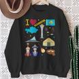 I Love Kazakhstan Hand Drawn Kazakh Landmarks Flag And Map Sweatshirt Geschenke für alte Frauen