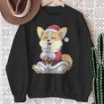 Santa Dog Boba Bubble Tea Christmas Corgi Lover Xmas Sweatshirt Gifts for Old Women