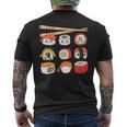 Happy Sushi Anime Kawaii Set For Japanese Food Lovers Men's T-shirt Back Print