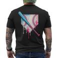 Ice Cream Drip Baseball Bat Home Plate With Sprinkles Drip Men's T-shirt Back Print