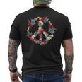 Peace Sign Flower Wreath Love And Kindness Botanical Hippie Men's Back Print T-Shirt