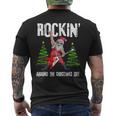 Rockin Around Christmas Tree Rocker Santa T-Shirt Men's Back Print T-Shirt