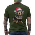 Dachshund Dog Santa Hat Christmas Light T-Shirt mit Rückendruck