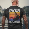 Das Ist Was Ich Tue Ich Pet Cats Ich Spiele Harfe & Ich Weiß Dinge T-Shirt mit Rückendruck Geschenke für alte Männer