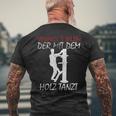 Der Mit Dem Holz Tanzt Martial Arts Training Wing Tsun T-Shirt mit Rückendruck Geschenke für alte Männer