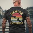 Der Mit Der Katze Speaks Cats Katzenpapa The Mit Cat T-Shirt mit Rückendruck Geschenke für alte Männer