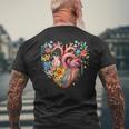 Herz Blumen Menschliches Organ Anatomie Liebe T-Shirt mit Rückendruck Geschenke für alte Männer