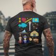 I Love Kazakhstan Hand Drawn Kazakh Landmarks Flag And Map T-Shirt mit Rückendruck Geschenke für alte Männer