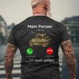 Mein Panzer Ruft An Ich Muss Gehen T-Shirt mit Rückendruck Geschenke für alte Männer