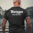 Metzger Fleischer Zunftzeichen Tradition Craft S T-Shirt mit Rückendruck Geschenke für alte Männer