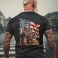 Retro Trump Hunting Deer Beer Drinking Beer Hunting Men's T-shirt Back Print Gifts for Old Men
