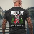 Rockin Around Christmas Tree Rocker Santa T-Shirt Men's Back Print T-Shirt Gifts for Old Men