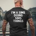 Sims Last Name Family Tree Birthday Reunion Idea T-Shirt mit Rückendruck Geschenke für alte Männer