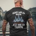 Taube Früher War Ich Normal Jetzt Taubenzucht T-Shirt mit Rückendruck Geschenke für alte Männer