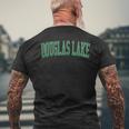Vintage Douglas Lake Distressed Green Varsity Style Men's Back Print T-Shirt Gifts for Old Men