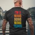 Wang Proud Family Retro Reunion Surname T-Shirt mit Rückendruck Geschenke für alte Männer