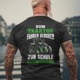 Zum Traktor Fahren Geboren Zur Schule Zum Schule Zwungen S T-Shirt mit Rückendruck Geschenke für alte Männer