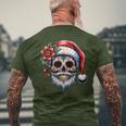 Santa Sugar Skull Mexican Calavera Christmas Men's T-shirt Back Print Gifts for Old Men