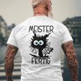 Meister Geschafft Meister Bestanden Gray T-Shirt mit Rückendruck Geschenke für alte Männer