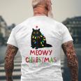 Meowy Christmas Black Cat Christmas Lights Cat Lovers Men's T-shirt Back Print Gifts for Old Men