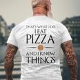 Pizza Das Ist Was Ich Essen Und Weiß Dinge German Gray T-Shirt mit Rückendruck Geschenke für alte Männer