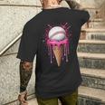 Baseball Drip Boys Ice Cream Cone Drip Baseball Men's T-shirt Back Print Gifts for Him