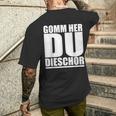 Come Here Du Tiger On Saxon Ossi Dialekt T-Shirt mit Rückendruck Geschenke für Ihn