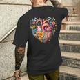 Herz Blumen Menschliches Organ Anatomie Liebe T-Shirt mit Rückendruck Geschenke für Ihn