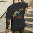 Lizard Lizard Colourful Colour Animal Favourite Animal Fan T-Shirt mit Rückendruck Geschenke für Ihn