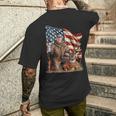 Retro Trump Hunting Deer Beer Drinking Beer Hunting Men's T-shirt Back Print Gifts for Him