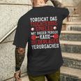 Vorsicht Das Tischtennis Spielen Ping Pong T-Shirt mit Rückendruck Geschenke für Ihn