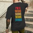 Wang Proud Family Retro Reunion Surname T-Shirt mit Rückendruck Geschenke für Ihn