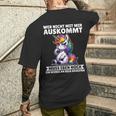 Wer Nicht Mit Mir Auskommt An Sich Arbeiten Unicorn T-Shirt mit Rückendruck Geschenke für Ihn