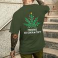 Merry Highnacht Christmas Hemp Leaf Word Game T-Shirt mit Rückendruck Geschenke für Ihn