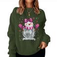 Cute Snowman Disco Ball Christmas Coquette Bow Girls Women Sweatshirt