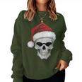 Santa Hat Skull Heavy Metal Goth Sarcastic Rock Christmas Women Sweatshirt