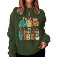 Vintage Groovy Christmas Santa Claus Christmas Vibes Women Sweatshirt