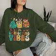 Vintage Groovy Christmas Santa Claus Christmas Vibes Women Sweatshirt Gifts for Her