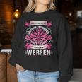 Women's Reichet Mir Dartpflights Ihr Jester Die Queen Will Throw Sweatshirt Frauen Lustige Geschenke