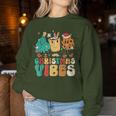 Vintage Groovy Christmas Santa Claus Christmas Vibes Women Sweatshirt Funny Gifts