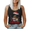 Merry Christmas Black African Girl Santa Hat Xmas Pajamas Women Tank Top