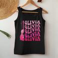 Retro Olivia First Name Personalized Groovy 80'S Pink Girl Women Tank Top Personalized Gifts