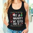 Christmas Nice Naughty Sister Did It Xmas Family Boys Girls Women Tank Top Gifts for Her
