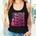 Retro Olivia First Name Personalized Groovy 80'S Pink Girl Women Tank Top Gifts for Her