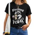 Feeling Feral Opossum Raccoon And Wine Feral Girl Summer Women T-shirt