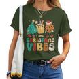 Vintage Groovy Christmas Santa Claus Christmas Vibes Women T-shirt